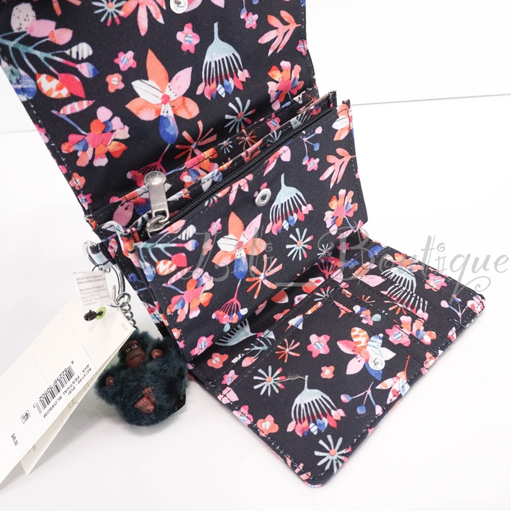 NWT Kipling AC3739 PIXI Snap Medium Trifold Wallet Nylon Festival Blossom Multi - Picture 7 of 13